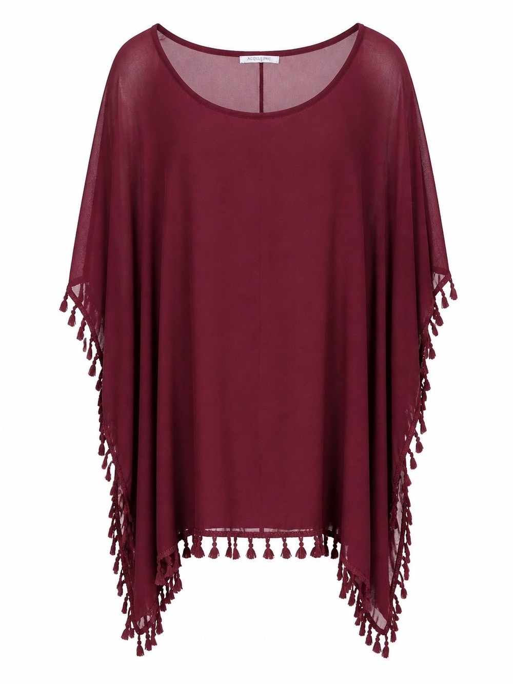 Women's Tassel-Trim Swim Cover-Up in Burgundy
